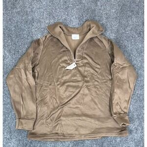 US Army Undershirt  Cold Weather 100% Polypropylene Coyote Brown 1/4 zip Size L